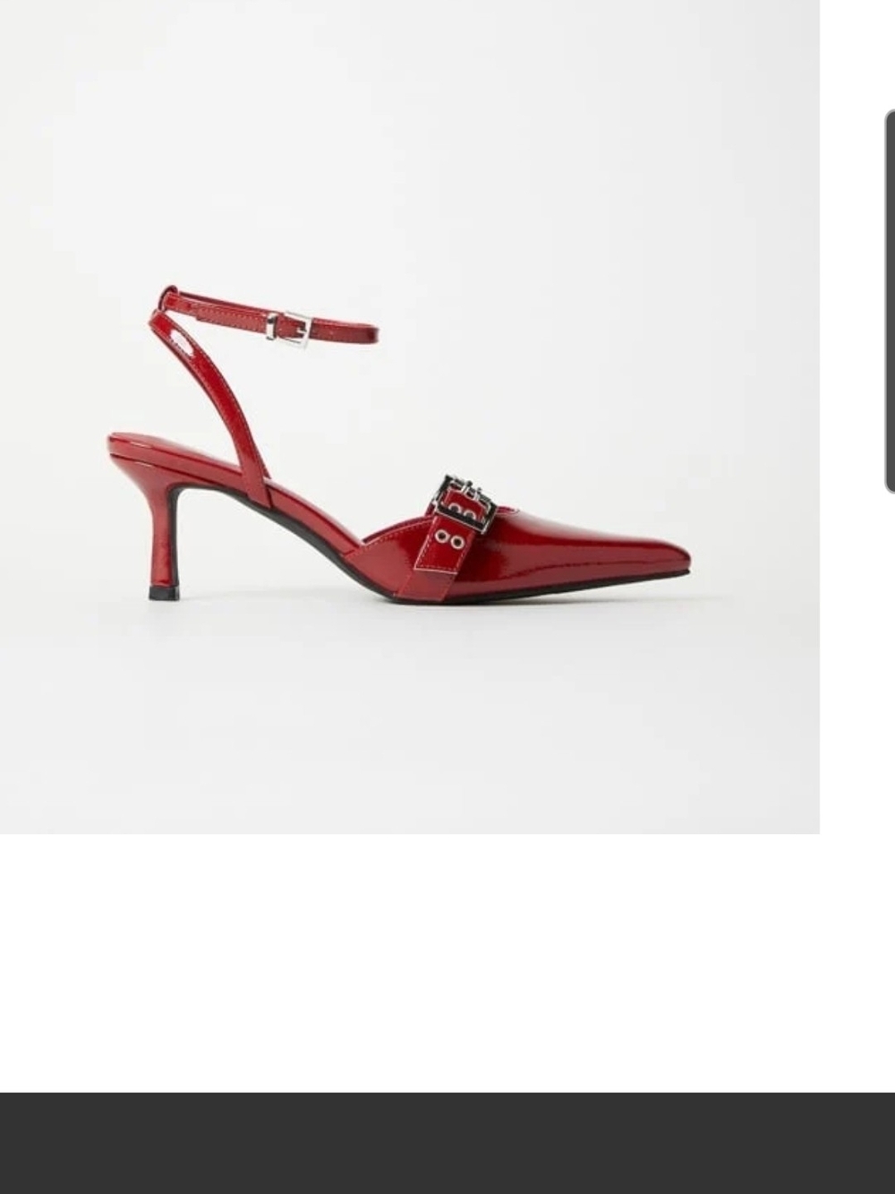 Shoe Dazzle Red Patent Pointed Slingback Heels with Buckle